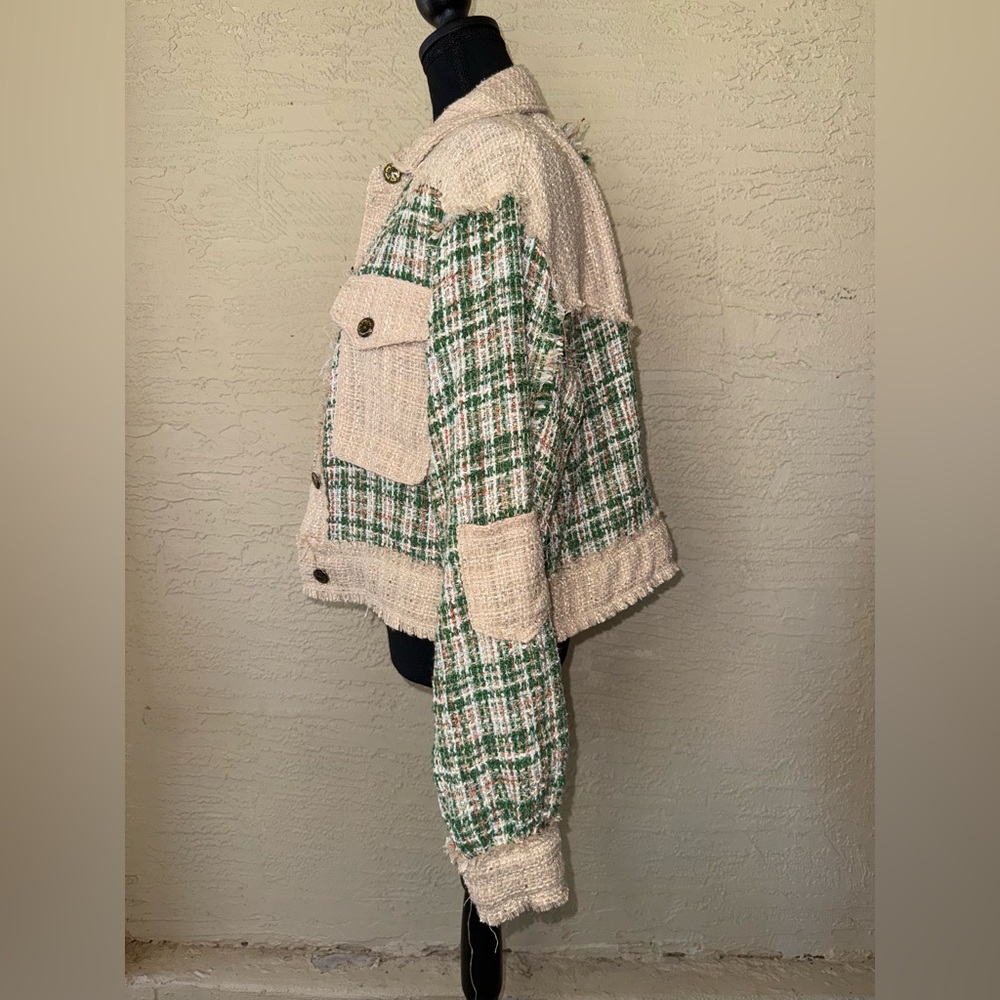POL Tweed Plaid Jacket | Frayed Trim | Preppy Boutique Style | Size Small - Picture 6 of 12